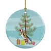 Gold Finch Merry Christmas Ceramic Ornament Christmas Tree Hanging Decorations for Home Christmas Holiday, Party, Gift, 3 in, Multicolor