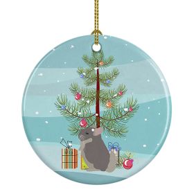Beige Wellman Chinchilla Merry Christmas Ceramic Ornament Christmas Tree Hanging Decorations for Home Christmas Holiday, Party, Gift, 3 in, Multicolor