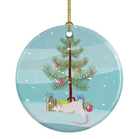 Dumbo Sphynx Rat Merry Christmas Ceramic Ornament Christmas Tree Hanging Decorations for Home Christmas Holiday, Party, Gift, 3 in, Multicolor