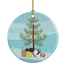 Tailless Rat Merry Christmas Ceramic Ornament Christmas Tree Hanging Decorations for Home Christmas Holiday, Party, Gift, 3 in, Multicolor