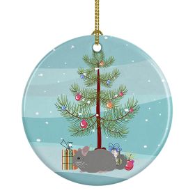 Agouti Chinchilla Merry Christmas Ceramic Ornament Christmas Tree Hanging Decorations for Home Christmas Holiday, Party, Gift, 3 in, Multicolor