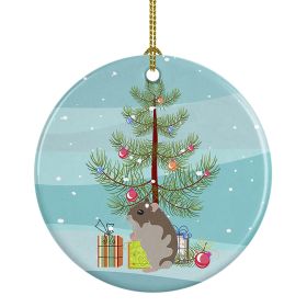 Dwarf Hamster Merry Christmas Ceramic Ornament Christmas Tree Hanging Decorations for Home Christmas Holiday, Party, Gift, 3 in, Multicolor