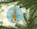 Norwich Canary Merry Christmas Ceramic Ornament Christmas Tree Hanging Decorations for Home Christmas Holiday, Party, Gift, 3 in, Multicolor