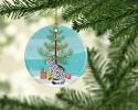 NEW Serengeti Cat Christmas Ceramic Ornament Christmas Tree Hanging Decorations for Home Christmas Holiday, Party, Gift, 3 in, Multicolor