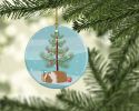 Texel Guinea Pig Merry Christmas Ceramic Ornament Christmas Tree Hanging Decorations for Home Christmas Holiday, Party, Gift, 3 in, Multicolor